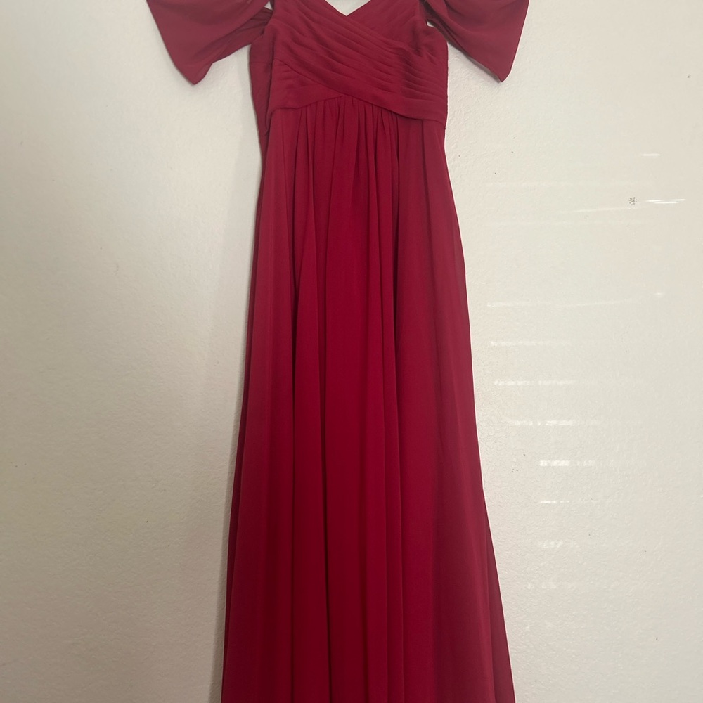 Elegant Burgundy Red Off-Shoulder Formal Dress | Size - S/M